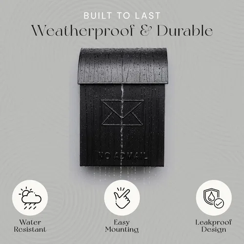 Miniatura 4 de NACH Buzones para Montaje en Pared Exterior, 15 x 9.5 x 4 pulgadas, Buzón de Pared Montado en la Pared y Soporte para Periódicos en Negro, Buzón