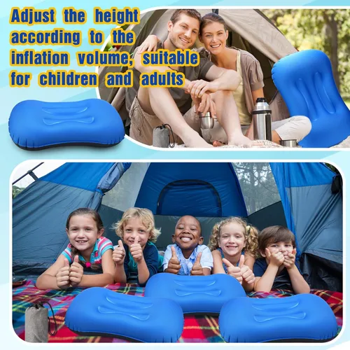Miniatura 5 de Tatuo 3 almohadas inflables de viaje para camping, almohadas inflables ultraligeras para acampar, almohada portátil para mochilero, soporte lumbar