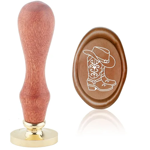 Miniatura 7 de CRASPIRE Sello de cera de tren de cobre de 1.181 in de cobre, sello de sellado desmontable con cabeza de latón con mango de madera, carta de boda