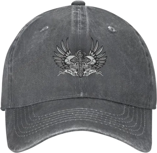 Miniatura 2 de Cowboy Hat Trendy Hats for Man and Women Djustable Four Season Outdoor Baseball Cap of Hell Skull with Angel Deep Heather