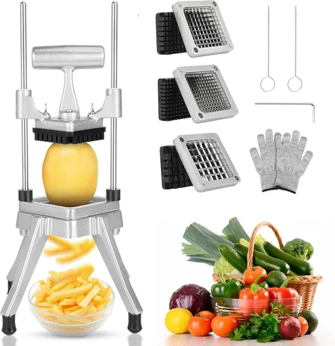 Cortador comercial de verduras WICHEMI, cortador de frutas y verduras con 3 cuchillas, picador de cebolla comercial, picador de alimentos
