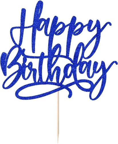 Miniatura 2 de Kaoenla Decoración de Pastel de Feliz Cumpleaños Azul - decoración de pastel de feliz cumpleaños azul real, niños y niñas, hombres y mujeres
