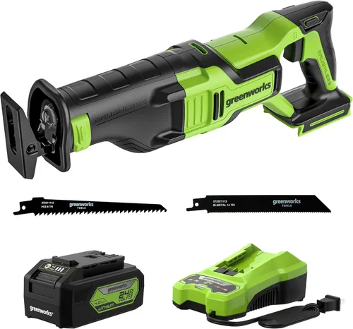 Miniatura 9 de Greenworks Sierra recíproca inalámbrica sin escobillas de 24 V (1-1/8") (2,700 SPM), solo herramienta