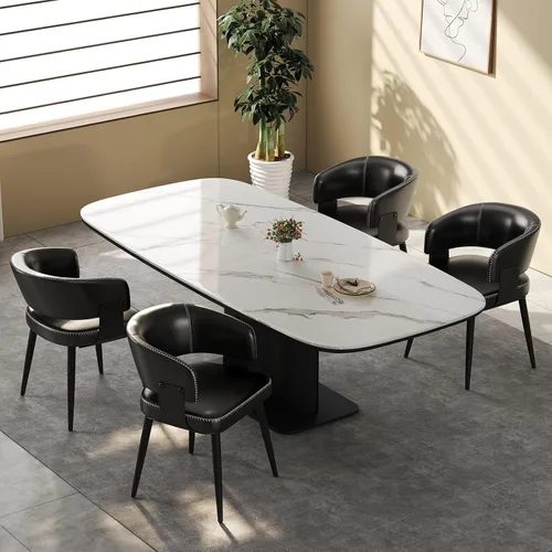 Miniatura 11 de Dining Chairs Set of 2, Modern Upholstered Faux Leather Kitchen Chairs with Curved Back, Easy to Assemble & Clean for Dining Room, Restaurant, Cafe