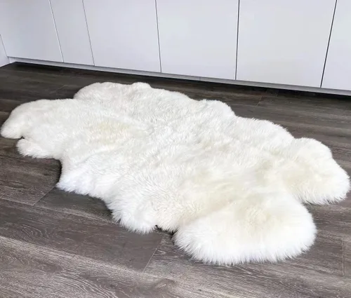 Miniatura 35 de HUAHOO Alfombra de oveja auténtica de alta calidad, piel de oveja australiana, esponjosa, de lujo, natural, de piel de cordero esponjosa