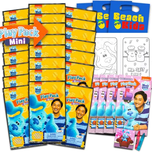 Viacom Blue's Clues - Juego de mini recuerdos de fiesta para niños, paquete con 24 paquetes Grab n Go, páginas para colorear, calcomanías y más