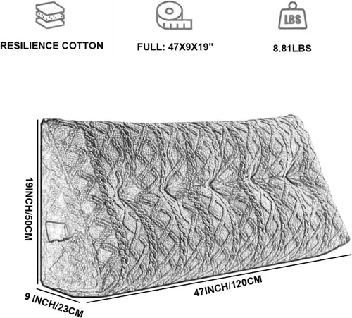 Miniatura 3 de Almohada triangular para cabecero grande para cama de lectura, respaldo de cuña para cabecero, cojín de apoyo para sofá cama con funda extraíble