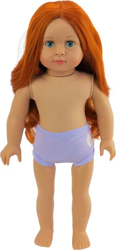 Muñeca de vinilo posable de 18 pulgadas "Charlotte" de American Fashion World con cabello rojo y ojos azules | Muñeca desnuda | Calidad y diseño