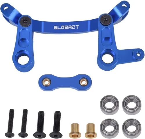 GLOBACT Manivela de dirección de aleación de aluminio y enlace de dirección, con rodamiento de bolas, juego de piezas de actualización para 1/10 Azul