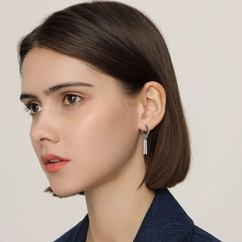 Miniatura 6 de Aretes colgantes minimalistas de doble barra pequeña de aro pequeño para hombres, mujeres, niños y niñas, dijes de acero inoxidable 316L, aros
