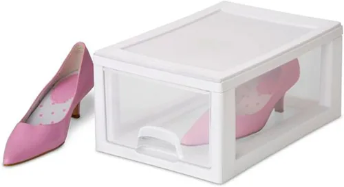 Miniatura 9 de Sterilite Paquete de 12 cajones apilables de 6 cuartos de galón, organizador de armario de almacenamiento transparente, marco blanco, cajones
