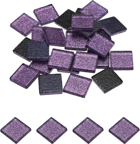 MECCANIXITY Azulejos de mosaico, azulejos de vidrio, piezas de vidrio de mosaico de cristal brillante, cuadrados a granel, 0.8 x 0.8 in para