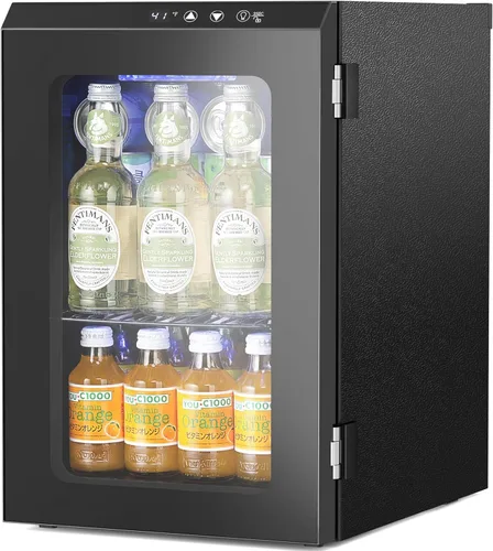 Antarctic Star 18L Mini Fridge Cooler 24Can, Beverage Refrigerator with Quiet Compressor, LED Light,Freestanding Small Fridge with Electronic