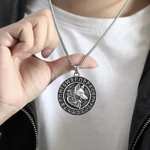 Miniatura 7 de Leprato Collar vikingo nórdico, amuleto de runa vikinga nórdica, dije de amuleto vikingo, regalo de joyería para hombres y mujeres
