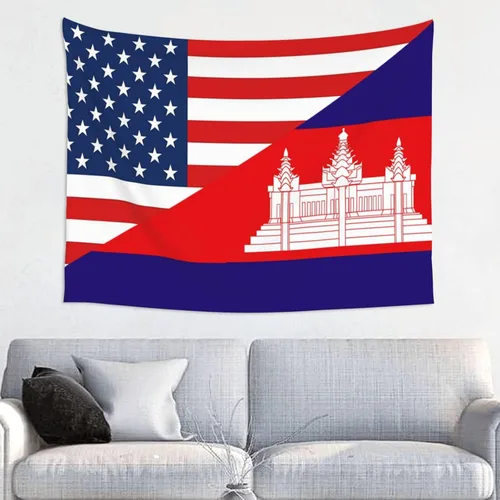 Miniatura 13 de Tapiz decorativo para pared, diseño de bandera estadounidense y bandera de Barbados, para colgar en la pared, manteles de arte hippie de 29 x 37