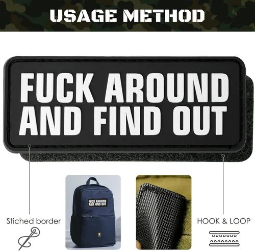 Miniatura 5 de OCQOTAT Fuck Around and Find Out - Divertido parche de PVC moral, protegido por F Around y descubra los parches tácticos para mochilas, gorra, Negro
