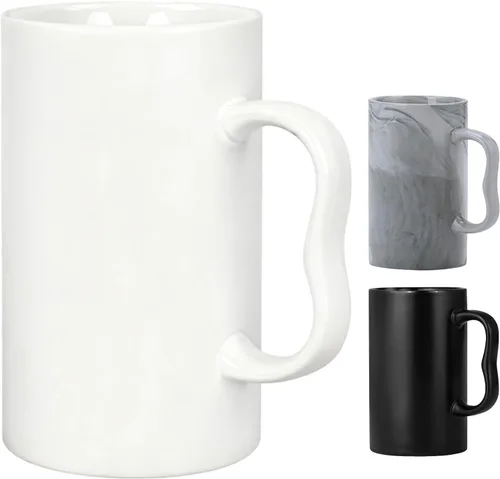 Miniatura 14 de Tazas de café de cerámica grandes de 20 onzas, tazas de cerveza altas con mango grande M, 20.3 fl oz de porcelana a granel a granel Latte Capuchino