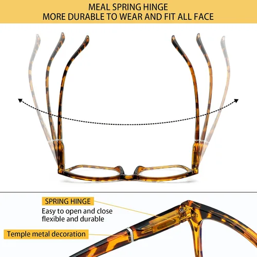 Miniatura 4 de SIGVAN Paquete de 5 Gafas de Lectura con Bloqueo de Luz Azul de Moda Cuadradas para Computadora para Mujeres y Hombres, Anteojos Nerd Anti Rayos UV