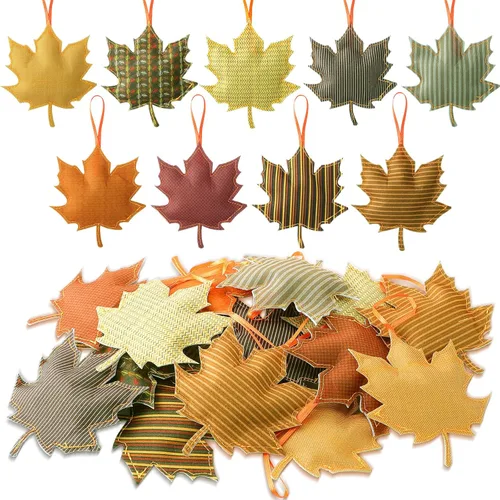 Tudomro - 27 piezas de decoración de árbol de otoño, hojas de otoño, adornos de árbol de otoño, decoración 3D, hojas de Acción de Gracias, calabaza,