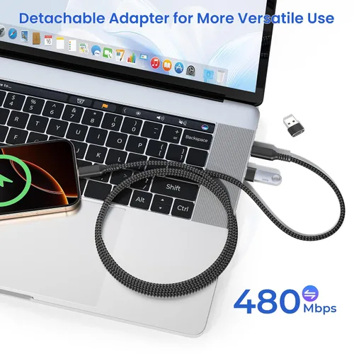 Miniatura 5 de Elebase Cable de carga para iPad Mini 7 de 3.3 pies con adaptador USB, 100 W USB C a tipo C, cable PD de carga rápida para iPad Pro 10th Air 4 5 7ª