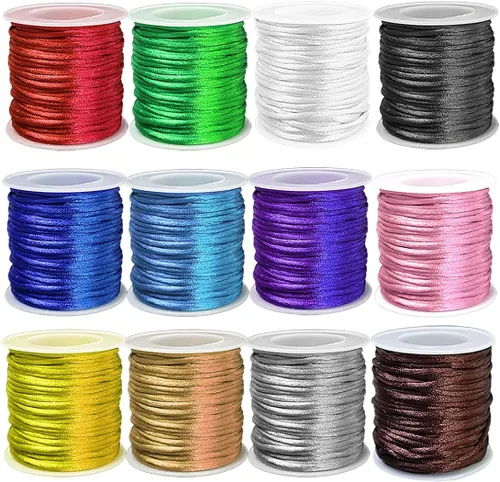 Miniatura 13 de Ewparts - Cuerda de nailon para pulseras, cordón de nailon de 1.5 mm, 180 metros, cordón de seda satinada para cuentas, cordón para pulseras Cordón