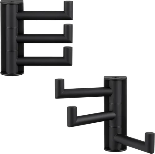 Miniatura 16 de APLusee Gancho giratorio para toalla, gancho plegable de acero inoxidable 304 con tres brazos giratorios, colgador de almacenamiento flexible