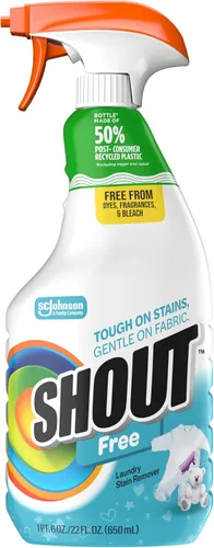 Shout - Quitamanchas en aerosol para ropa con fórmula de enzima activa, sin fragancia, lejía ni colorantes, elimina manchas diarias incluyendo