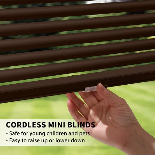 Miniatura 4 de Minipersianas de aluminio para ventanas sin cordones, persianas horizontales para ventanas para ajuste de luz, persianas venecianas de metal