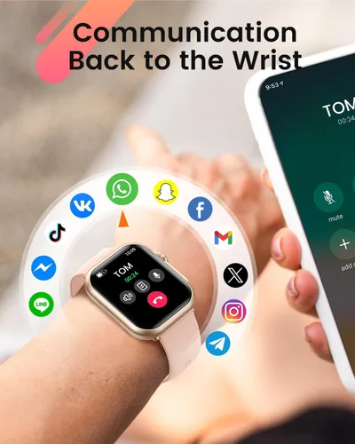 Miniatura 5 de Relojes inteligentes para mujer, 1.85 pulgadas, llamadas, batería 30 días, monitor 24/7 de frecuencia cardíaca, sueño y SpO2, 120 modos, IP68