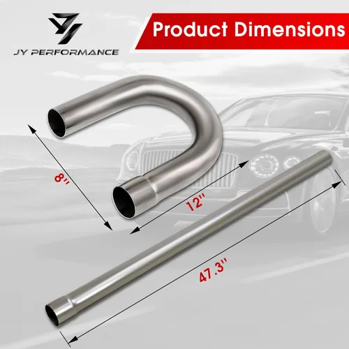 Miniatura 4 de JY Performance - Kit de tubo de escape de acero inoxidable T304 de 2.5 pulgadas, tubo de tubo de tubo de curvatura de mandril calibre 16 recto