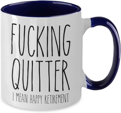 Miniatura 2 de Happy Retirement Mug Fucking Quitter Funny Sarcástico para compañero de trabajo Taza de café de dos tonos