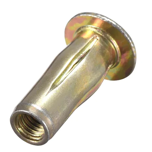 Miniatura 5 de uxcell Tuerca de remache de agarre múltiple, vástago preabombado M5 de acero al carbono chapado en zinc, tuerca de inserción roscada de cabeza