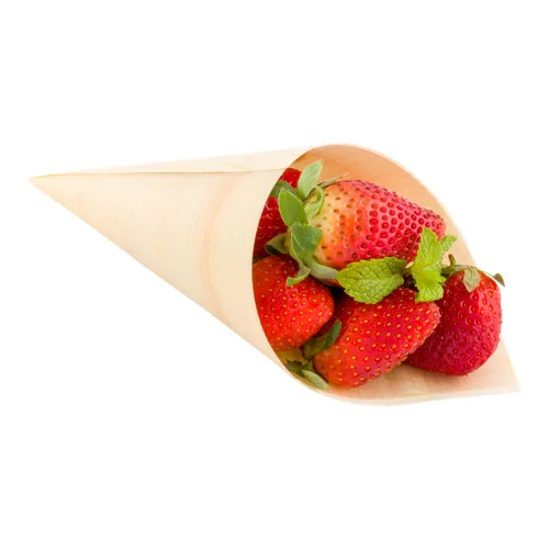 Restaurantware Cono de madera de pino 7-IN para servir y degustar: perfecto para aperitivos y alimentos en casa fiestas o eventos de catering – 6 oz