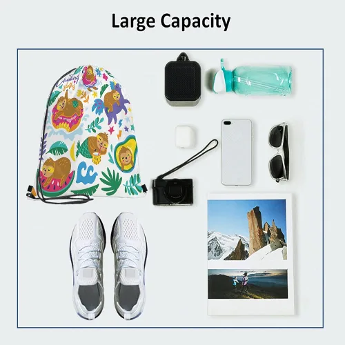 Miniatura 3 de Beabes Llama Rosa Animal Cordón Bolsas Mochila Bolsa Gimnasio Saco Cordón Bolsa, Multi-a22, Mochilas de viaje