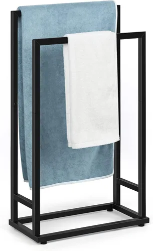 Toallero de pie, toallero de acero inoxidable de 2 niveles para baño, soporte para secado de toallas de mano, soporte para toallero, soporte para