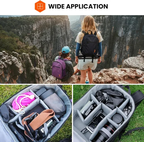 Miniatura 9 de TARION Mochila para cámara pequeña – Estuche profesional para fotografía DSLR con compartimento para laptop de 13 pulgadas y cubierta impermeable