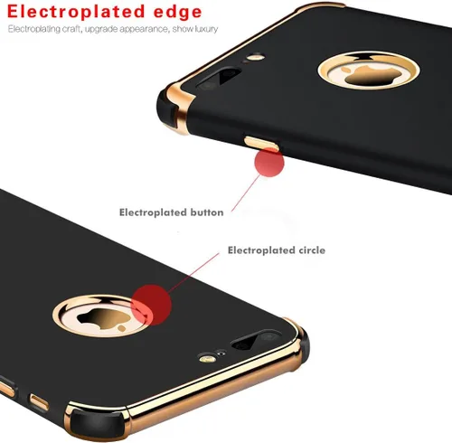 Miniatura 3 de Funda para iPhone 7 Plus, ultra delgada, flexible, mate, elegante 3 en 1, galvanizada de lujo, compatible con iPhone 7 Plus (negro)