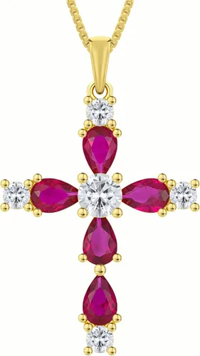 Miniatura 90 de YL Collar de cruz de plata de ley 925 con colgante de piedra natal religiosa para mujer