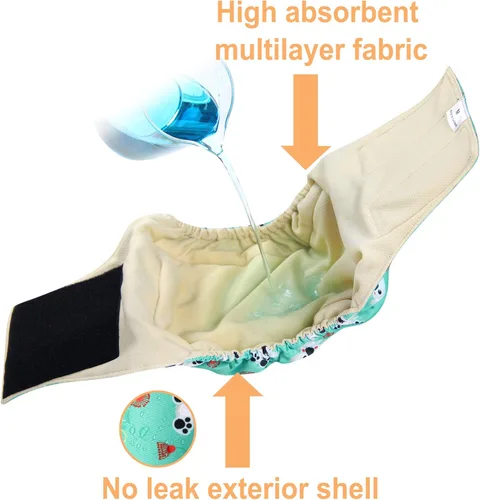 Miniatura 6 de Langsprit Bandas para el vientre masculino para perros (paquete de 3) – Envolturas de alta absorción para perros machos lavables – Pañales Negro