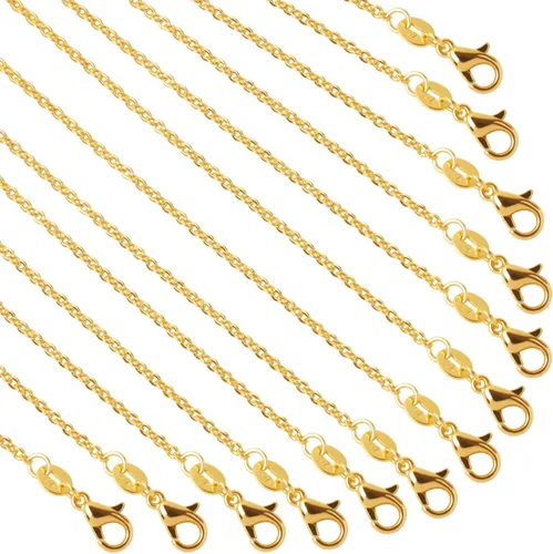 Miniatura 9 de SANNIX Paquete de 50 cadenas de collar chapadas en plata, paquete de cadena de cable para hacer joyas plateado y dorado