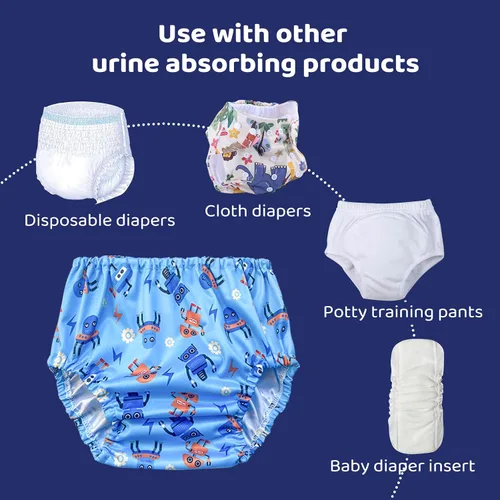 Miniatura 4 de BISENKID Paquete de 6 fundas impermeables de plástico para ropa interior para entrenamiento de orinal y buen elástico para ropa interior de plástico
