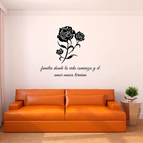 Design With Vinyl Adhesivos de pared españoles para sala de estar familiar - Familia donde la vida comienza y el amor nunca termina Family Love