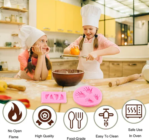 Miniatura 5 de ZiXiang Moldes de silicona para bebé, molde de fondant para pies de bebé, moldes de silicona para manos de bebé, decoración de pasteles, decoración