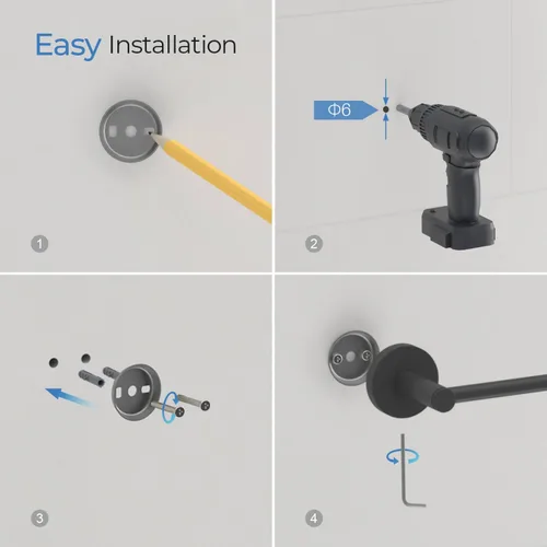 Miniatura 6 de Kibi Portarrollos circulares de papel higiénico – Moderno soporte de papel higiénico montado en la pared, construcción de latón resistente, Níquel