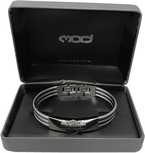 Miniatura 3 de Harley-Davidson Men's Bar & Shield Logo Steel Cable ID Bracelet, HSB0068