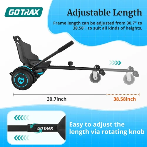 Miniatura 3 de Gotrax Hoverboard - Accesorio de asiento de kart para patineta de equilibrio automático de 6.5", 8", 8.5", 10", longitud del marco ajustable