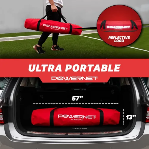Miniatura 5 de PowerNet Red de tenis de fútbol, portátil instantánea, interior y exterior, base plegable de metal pesada, postes verticales duraderos, instalación