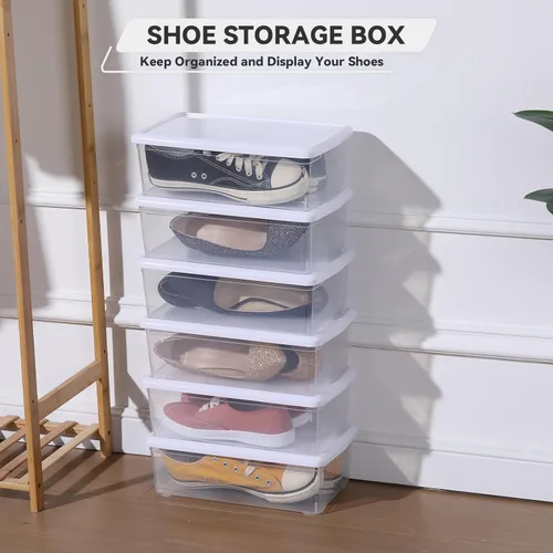 Miniatura 2 de novelinks Paquete de 8 contenedores de almacenamiento de plástico transparente de 6 cuartos de galón con tapas, cajas apilables para zapatos, Blanco