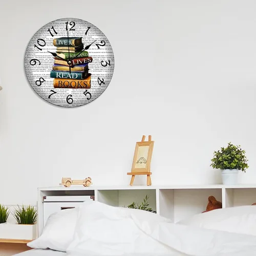 Miniatura 5 de ArogGeld Lived A Thousand Lives Read Books - Reloj de arte que no hace tictac, funciona con pilas, para leer libros, para amantes de los libros