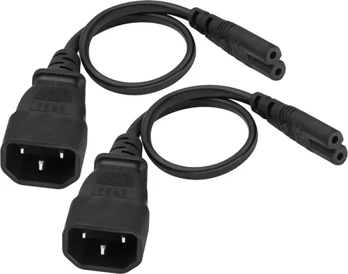 Miniatura 10 de Paquete de 2 cables de CA C14 a C5, 10A 125V IEC adaptador de corriente macho a hembra de 3 polos, convertidor de CA C5 a C14 para convertidor